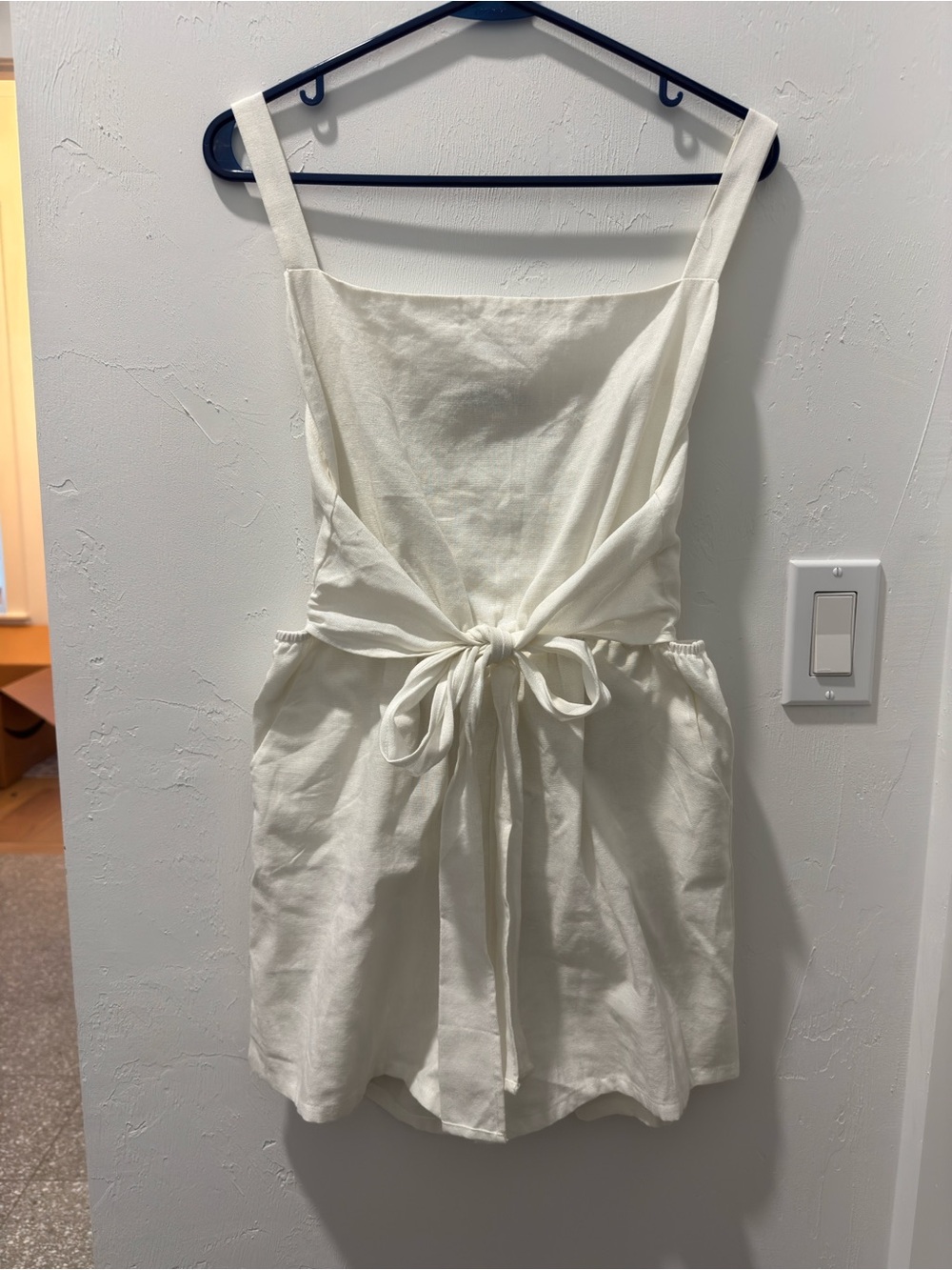 Shein Tie Front Cami Romper M White